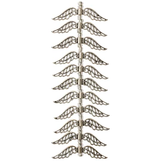 Silver Metal Large Wing Beads, 42mm by Bead Landing™